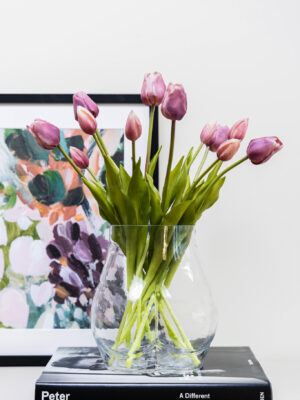 Zijden boeket - Bosje Tulpen Paars