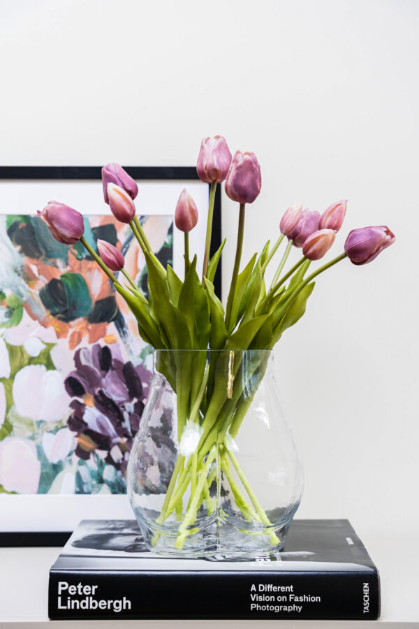 Zijden boeket - Bosje Tulpen Paars