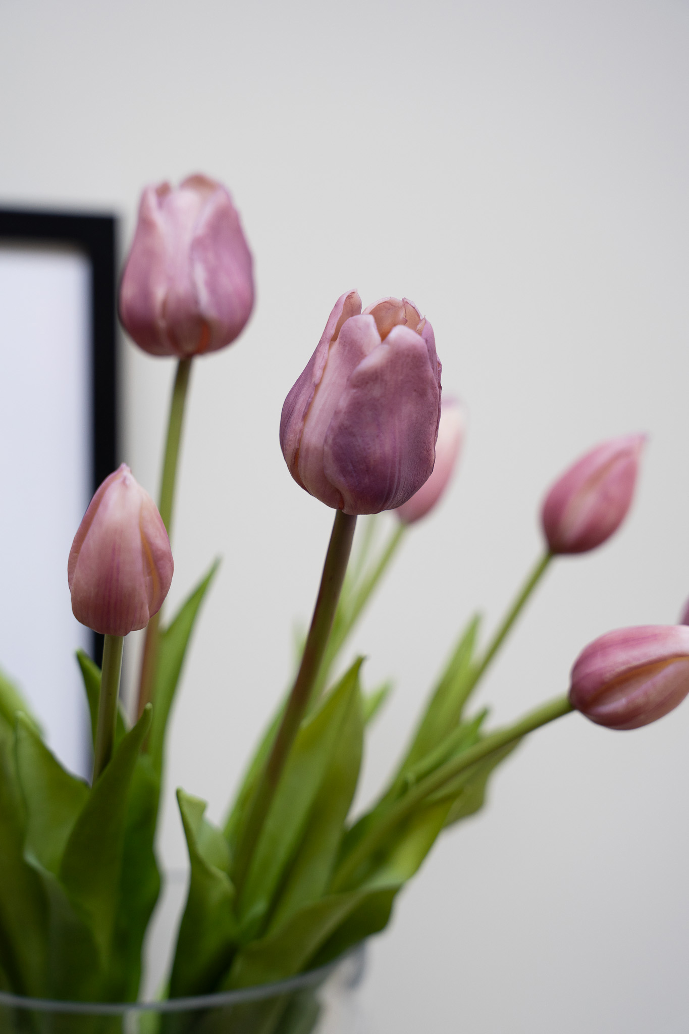 Zijden boeket - Bosje Tulpen Paars