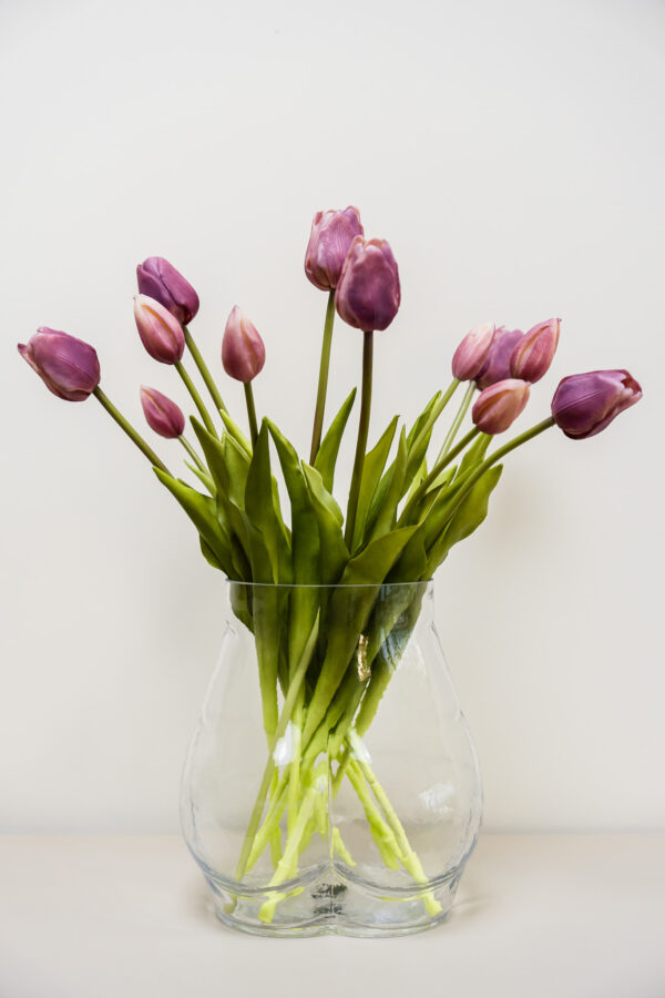 Zijden boeket - Bosje Tulpen Paars