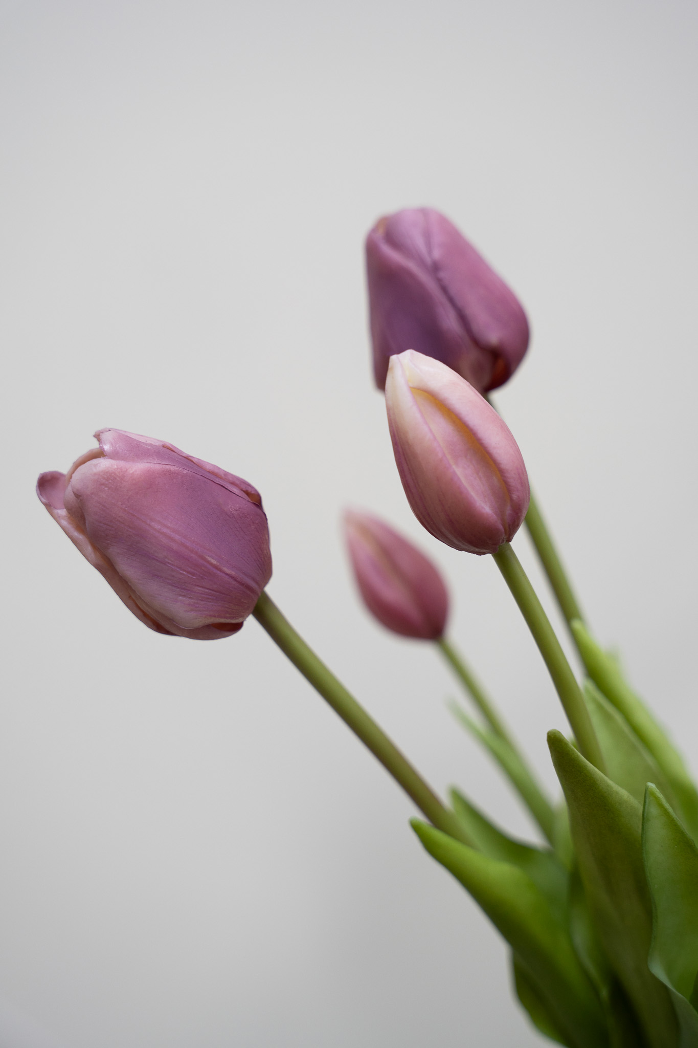 Zijden boeket - Bosje Tulpen Paars