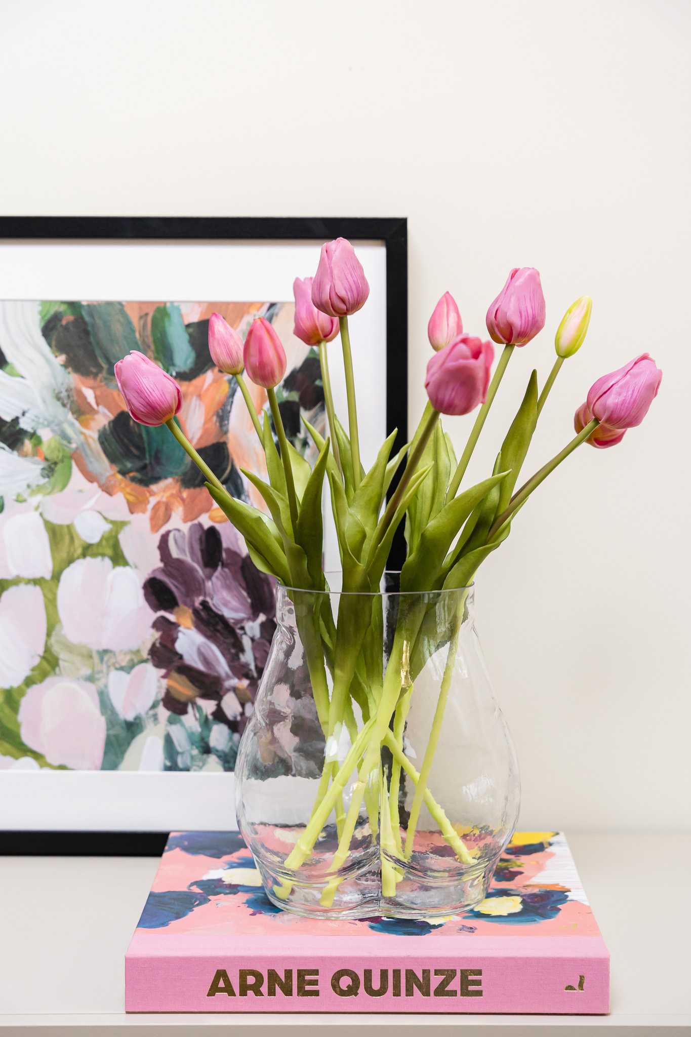 Zijden boeket - Bosje Tulpen Roze