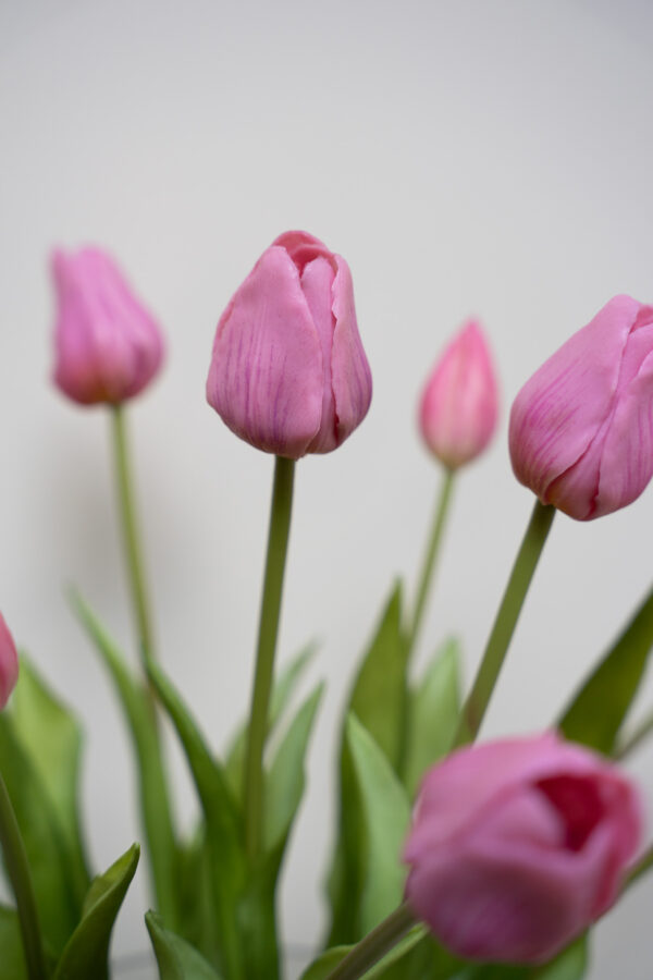 Zijden boeket - Bosje Tulpen Roze