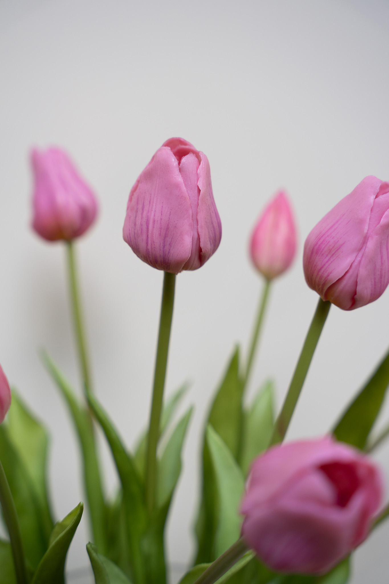 Zijden boeket - Bosje Tulpen Roze